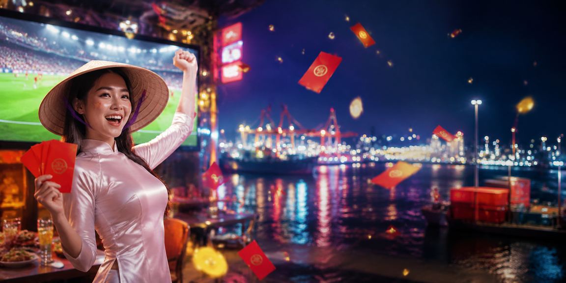 Không khí lễ hội Hải Phòng với phong bao đỏ may mắn – biểu tượng jackpot và thưởng lớn